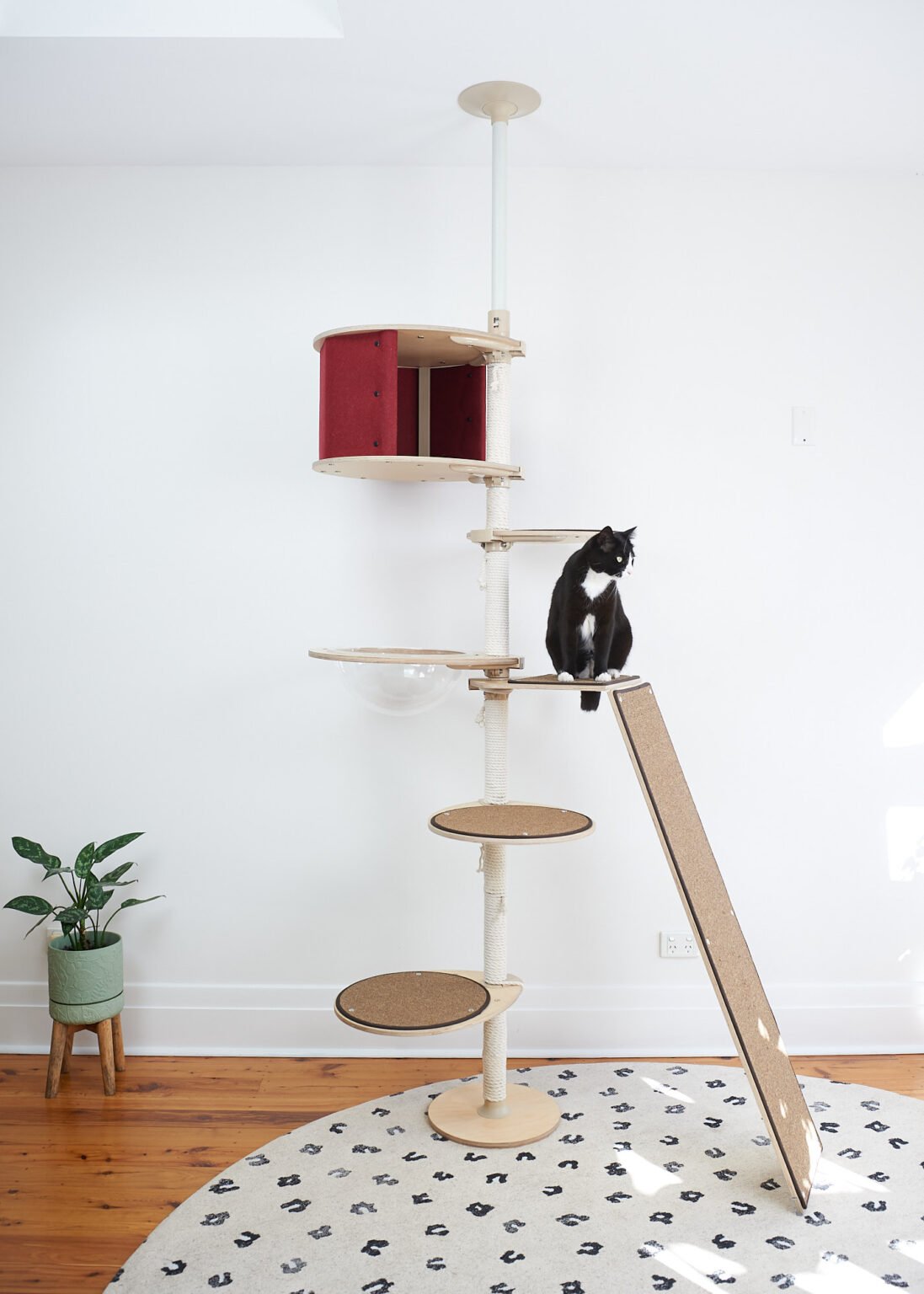Tok Tok Floor to Ceiling Cat Tree with Climbing Board Adjustable height